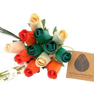 1 Dozen Irish Flag Saint Patty Day Flower Bouquet The Original Wooden Rose